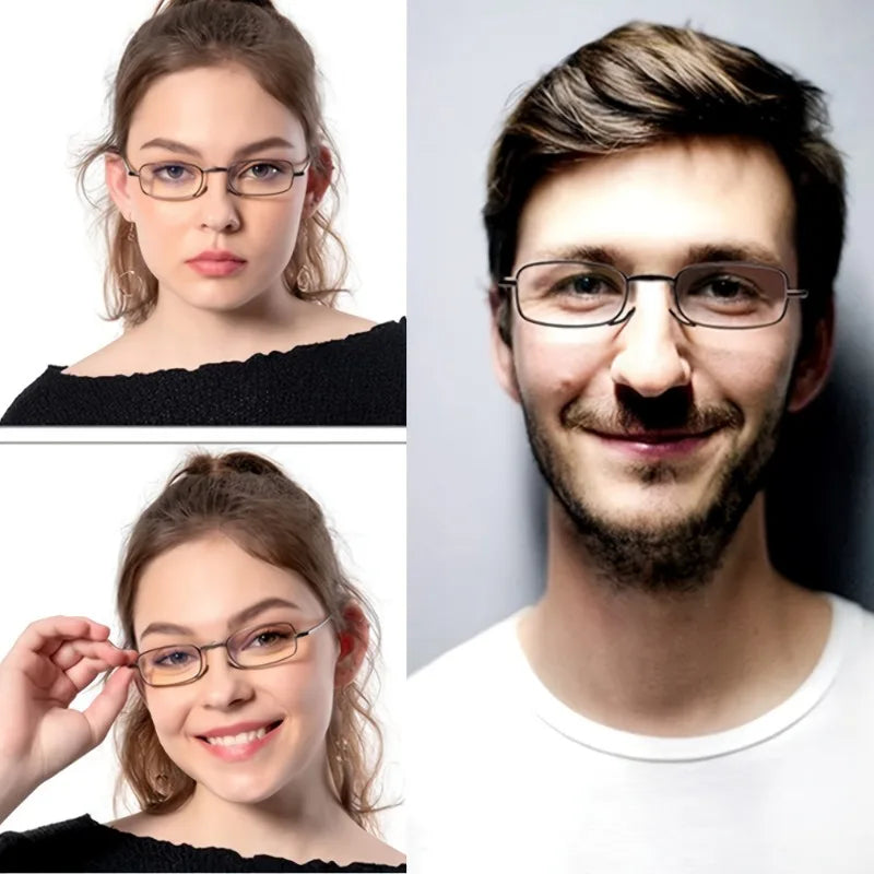 Portable Reading Glasses with+1 To+4.0 Magnification, Square Full Frame Design with Compact Hard Case Box