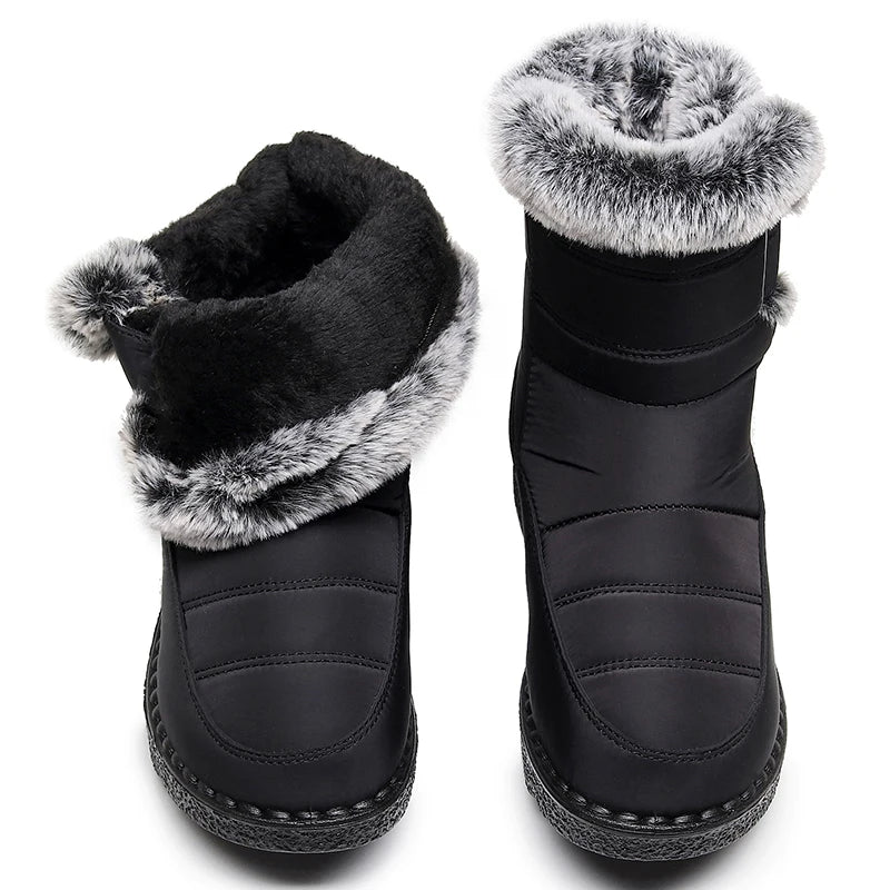 Plus Size 45 Waterproof Non Slip Snow Boots Women Warm Thicken Plush Platform Winter Boots Woman Faux Fur Ankle Botas Couples
