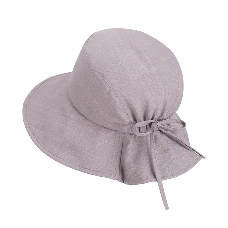 6152-New summer outdoor wide-brimmed sun hat for children, making the face look smaller. Fashionable bow hat for fishermen.