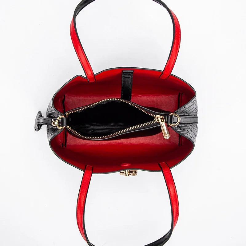 Embossed Pattern Leather Bag, Casual Messenger Bag, Women Fashion, Luxury Design