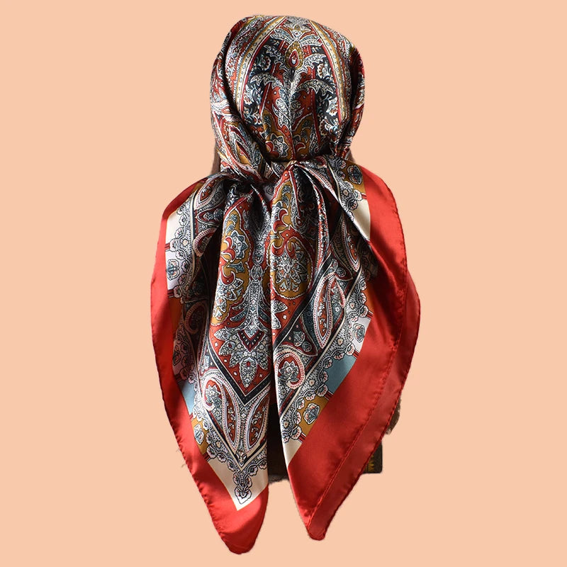 1PC Ladies Multicolor Paisley Print Woven Scarf Large Fashionable Headscarf Travel Party Silk Scarf