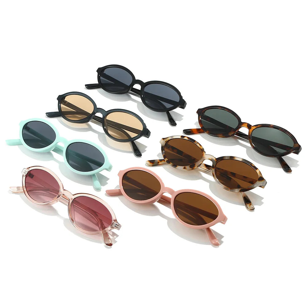 JNPCXI New Fashion Oval Sunglasses Women Retro Punk Gradient Amber Tea Shades UV400