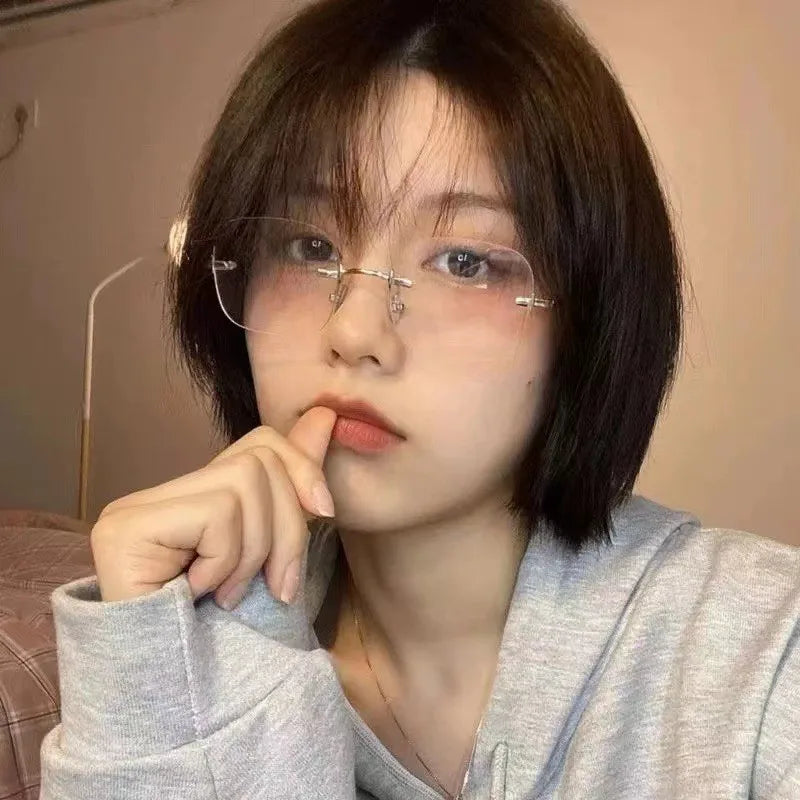 [Lightweight Design] Sleek Rimless Metal Frame Glasses for Women - Lightweight & Stylish Modern Design for Everyday Fashion