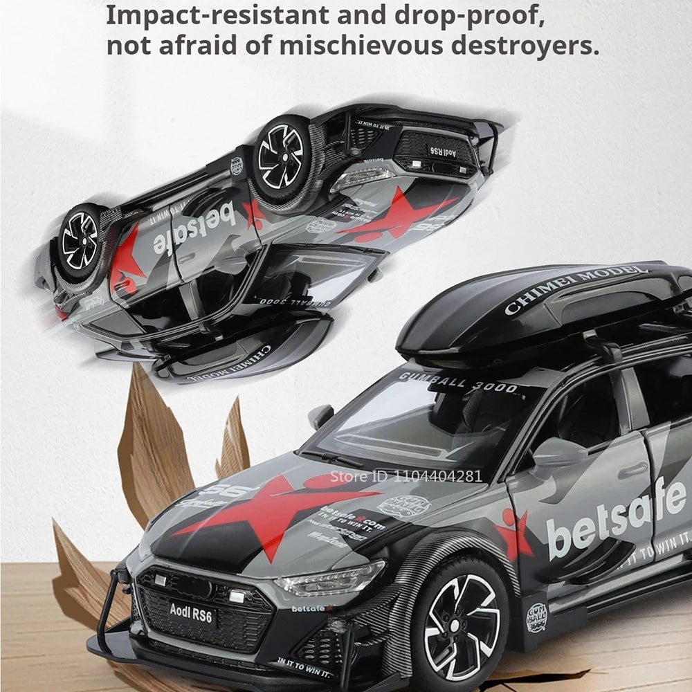 1:32 Scale RS6 RS7 Alloy Sport Car Models Diecast Toys Doors Opened with Sound Light Pull Back Miniature Vehices Christmas Gifts
