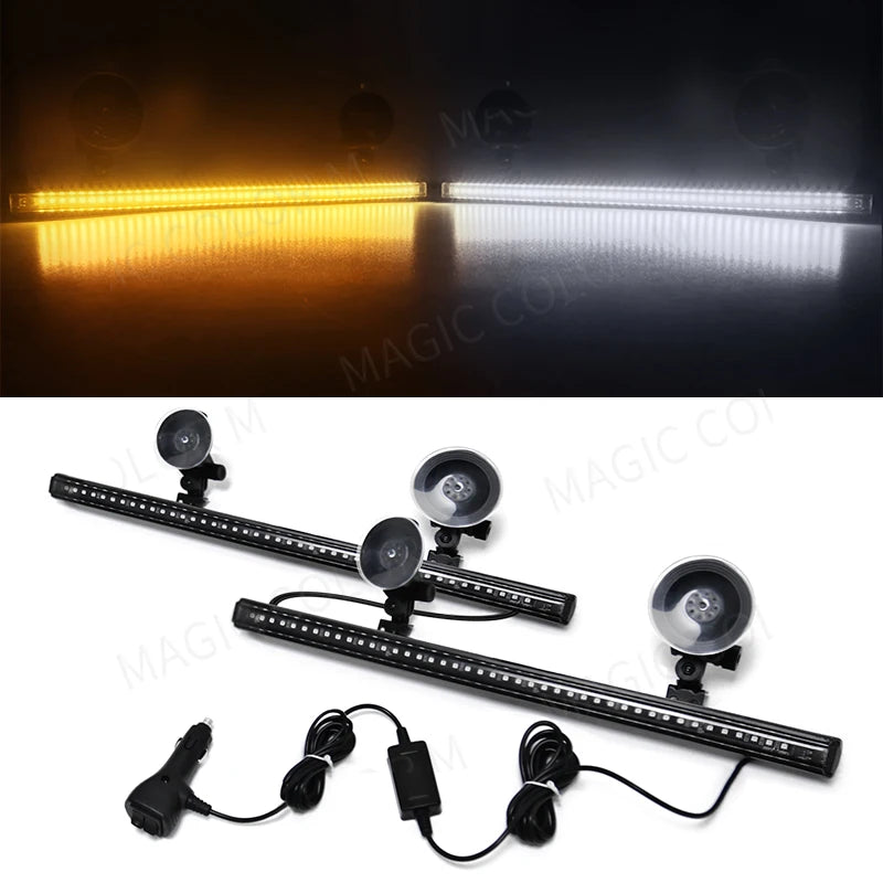 96 LED Car Strobe Light Emergency Flash Warning Lamp 2-in-1 3030 SMD Windshield Bar Auto Traffic Advisor Car Accessories 12V-24V