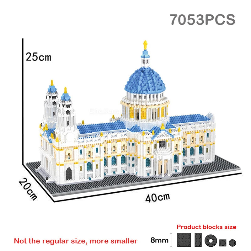 7053 PCs World Architecture MOC Famous Great Churches Castle Building Blocks