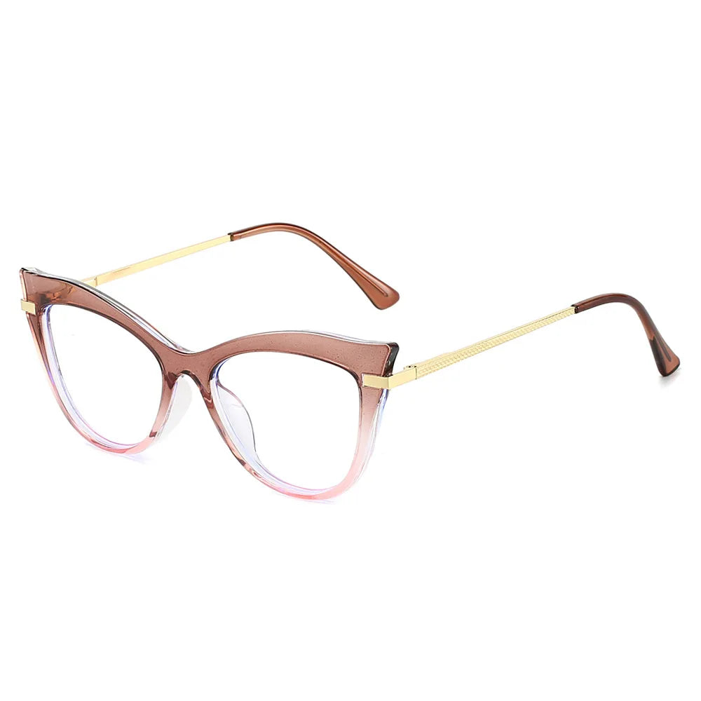 JNPCXI New Cat Eye Double Color Sunglasses Women Fashion Gradient Shades UV400 Eyeglass Frame Men