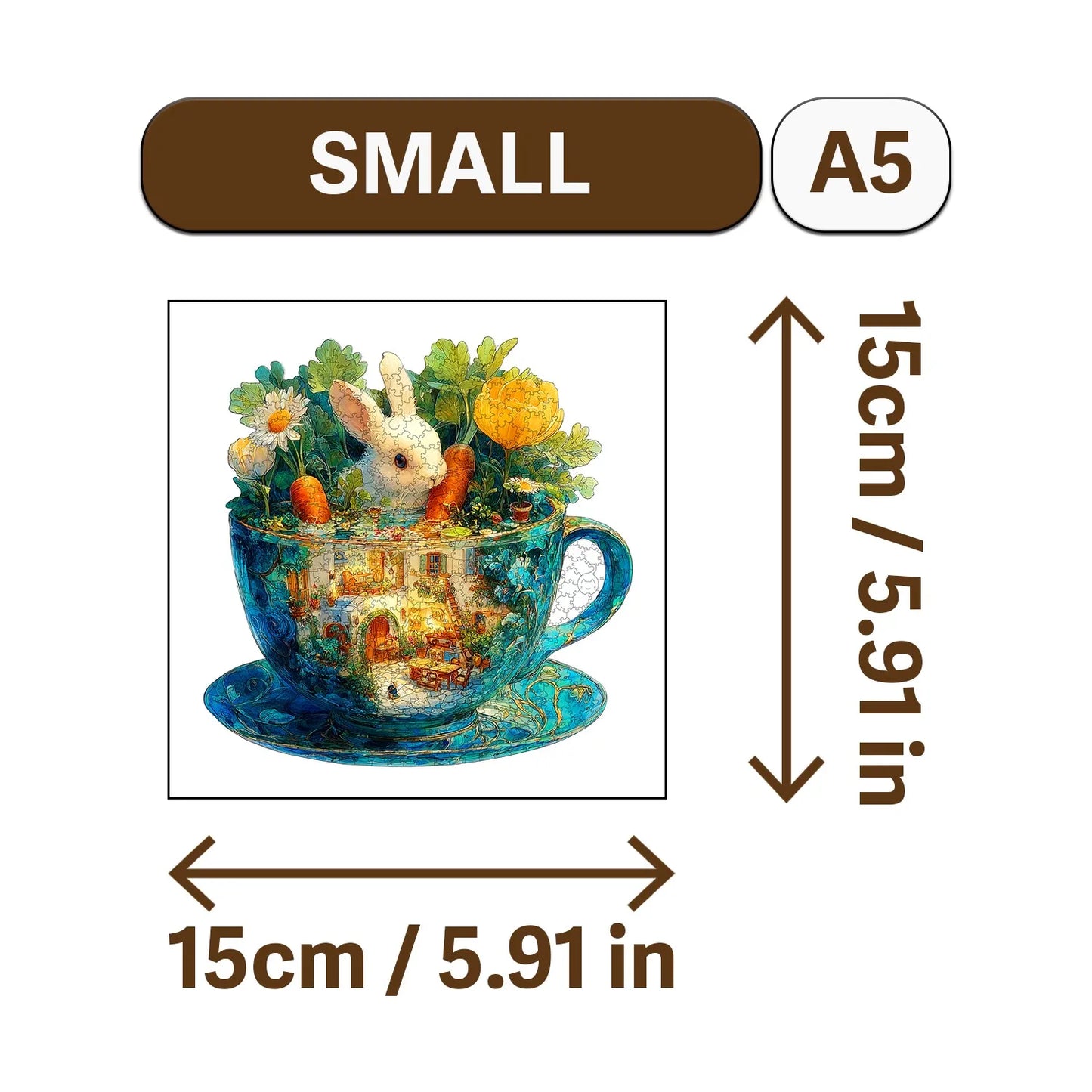 World in Cup Wooden Jigsaw Puzzle Wood Home Decor Painting Christmas and Halloween Gift Toy for Teen and Kid