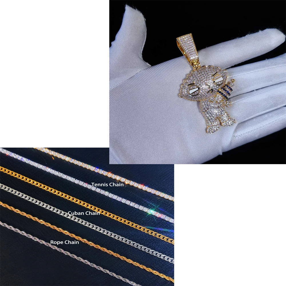 Family Guy Stewie Pendant Hip Hop Superman Cubic Zirconia  Necklace Rock Jewelry