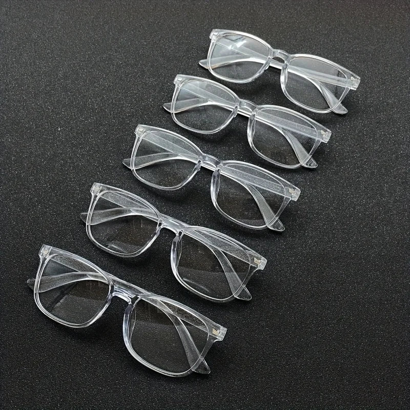 5 Pairs of Unisex Retro Lightweight Transparent Frame Flat Lenses Suitable for Leisure Business Work Meetings