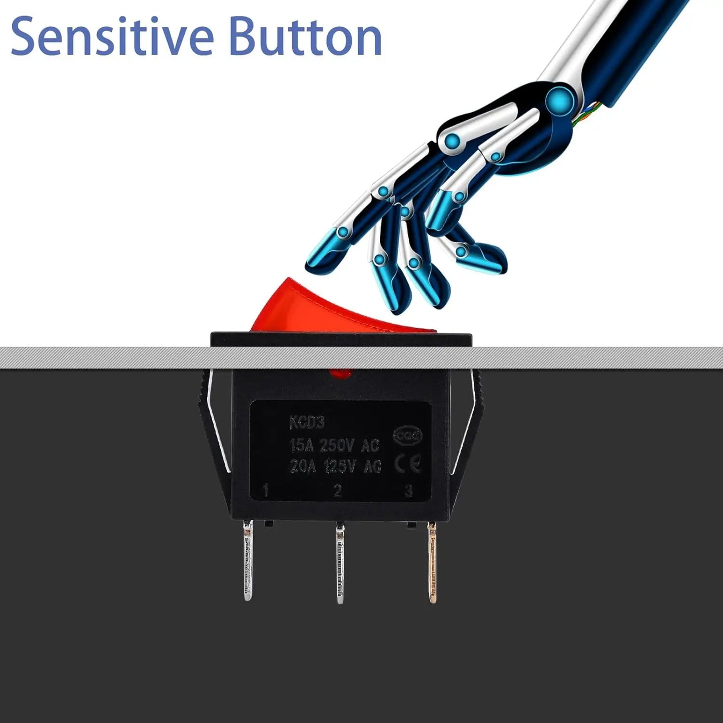5Pcs Lighted Rocker Switch Red On Off 3 Pin 2 Position Mini Boat Rocker Swtiches for Electric Fireplaces