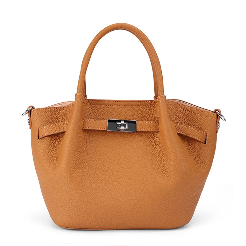 Fashionable Ladies' Genuine Leather Bucket Bag luxury designer handbags, top-grain leather commuting crossbody All-match Bag