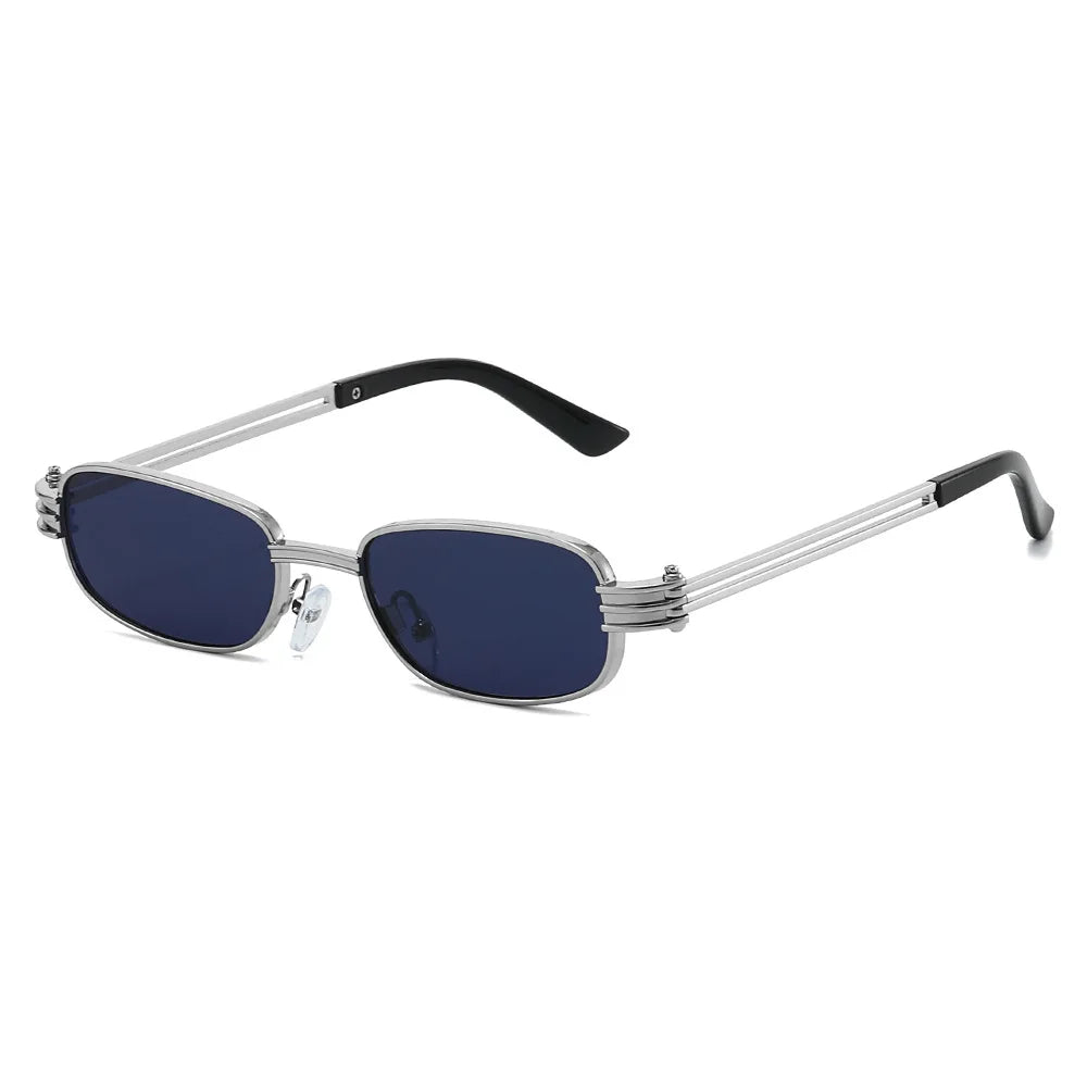 JNPCXI New Ins Popular Fashion Small Rectangle Metal Men Sunglasses Retro Brand Designer Shades UV400 Punk Women Sun Glasses