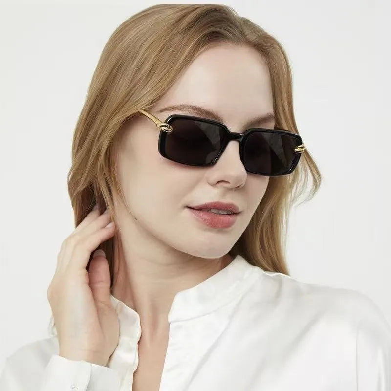JNPCXI New Fashion Rectangle Sunglasses Women Clear Black Orange Trending Punk Shades UV400 Men Sun Glasses