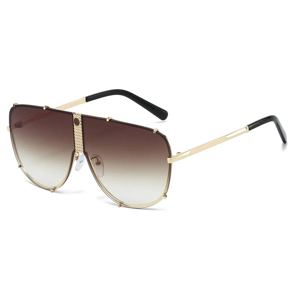 JNPCXI New Fashion Oversized Square Sunglasses Women Shades UV400 Retro Rivets Men Black Sun Glasses