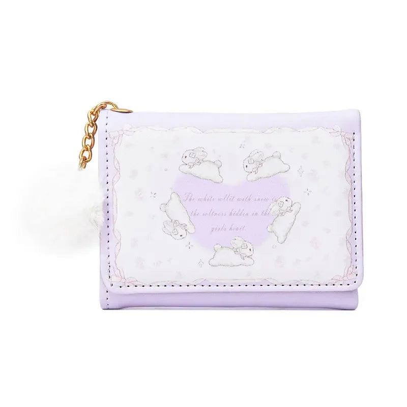 1 Pc Cute Student PU Leather Coin Purse Simple 3 Folds INS Style Credit Card Holoder Wallets Portable Cute Small Storage Bag