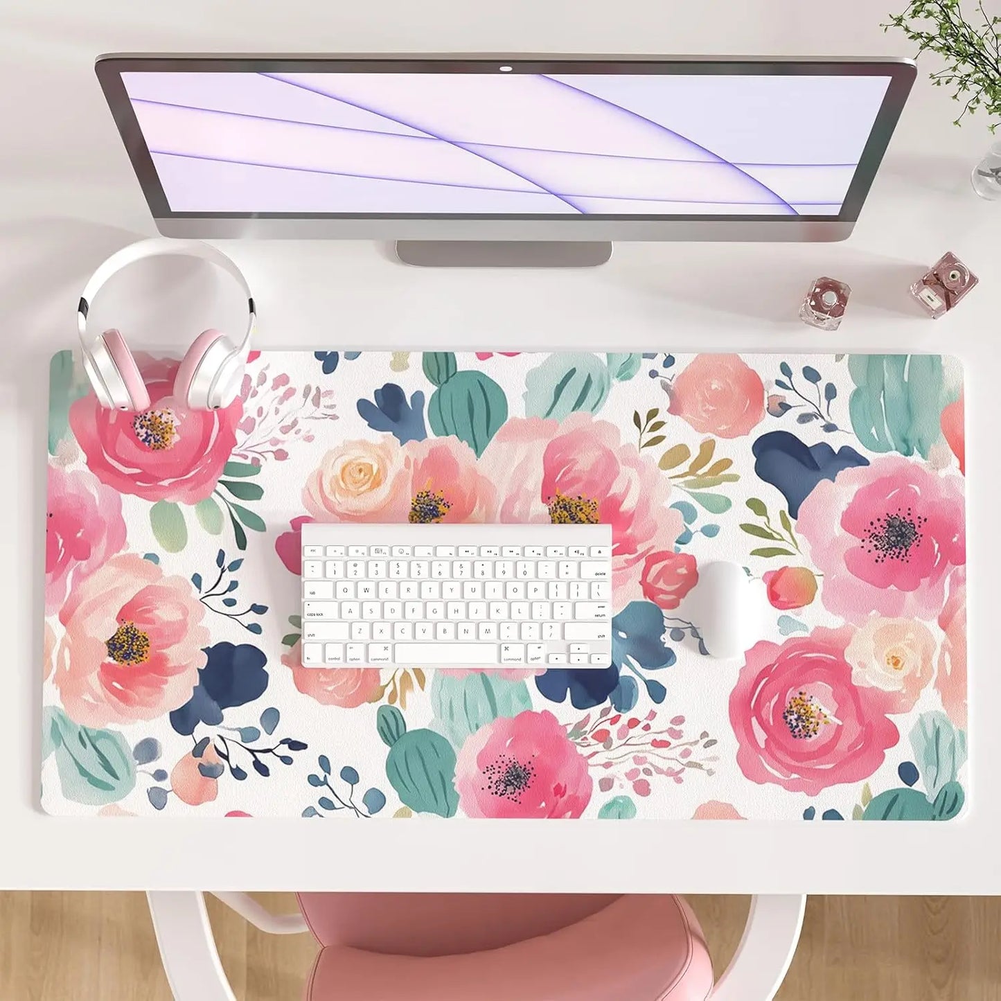 Leather Office Desk Pad Protector, Large Mouse Pad, Non-Slip, PU Leather, Laptop Desk Blotter, Waterproof Writing Pad for Office