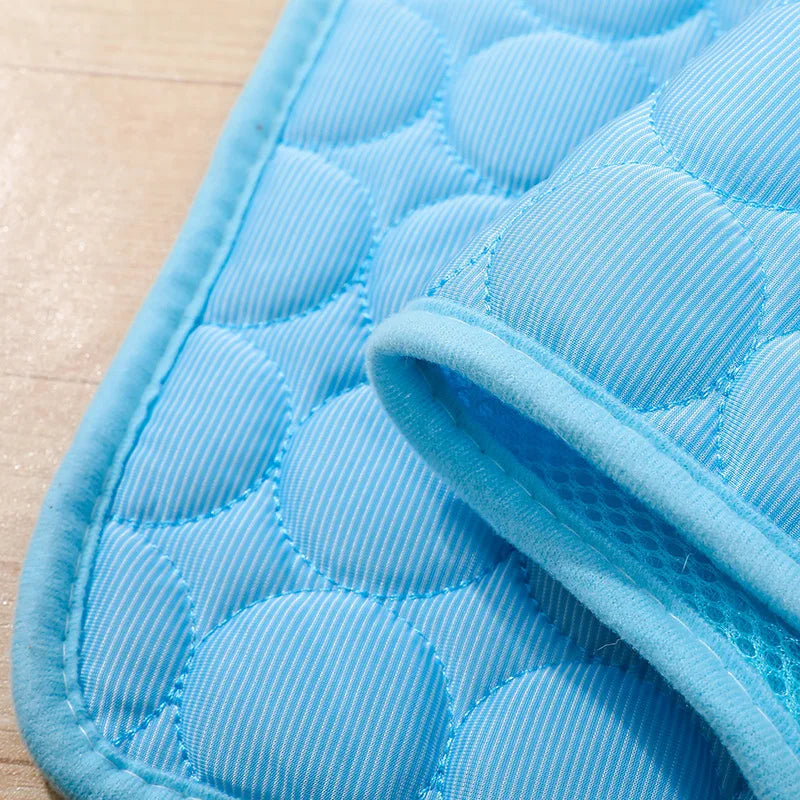 Grey Summer Cooling Pet Mat, Gel Ice Pad Dogs & Cats, Breathable Non-Slip Bed