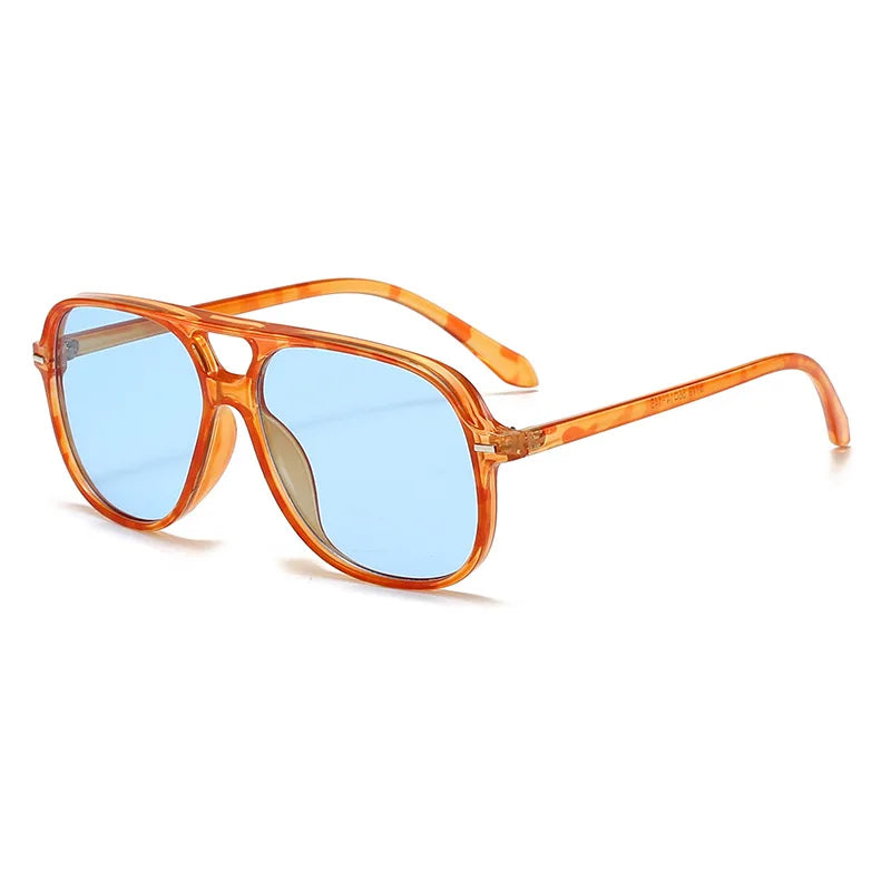 JNPCXI New Vintage Double Bridges Men Square Sunglasses Fashion Green Ocean Lens Eyewear Women Trending Rivets Sun Glasses UV400