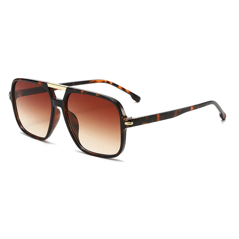 JNPCXI New Fashion Double Bridges Sunglasses Women Square Rivets Orange Gradient Shades UV400 Men Sun Glasses