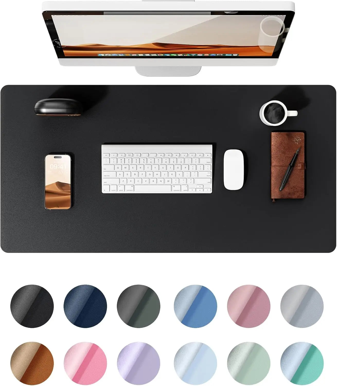 YSAGi Mouse Pad ,Leather Desk Protector, Office Mat, Large Mouse Mat, Non-Slip PU Leather Blotter, Laptop Waterproof Desk Pad