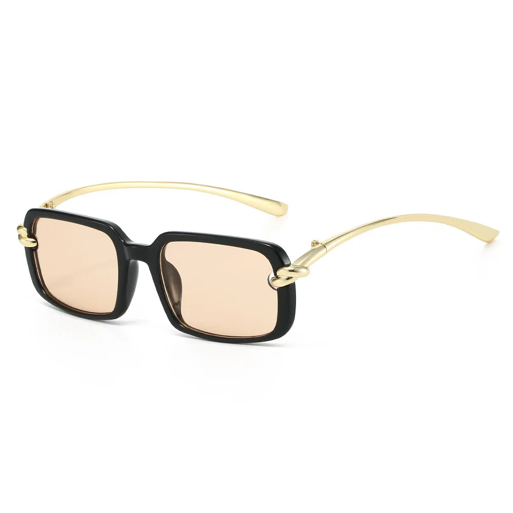 JNPCXI New Fashion Rectangle Sunglasses Women Clear Black Orange Trending Punk Shades UV400 Men Sun Glasses