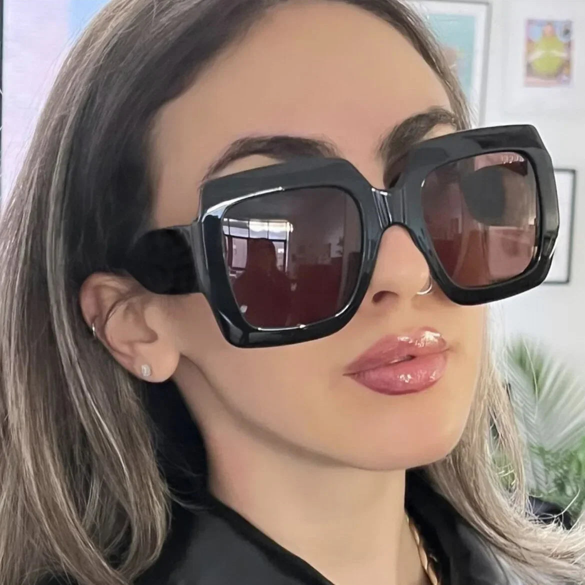JNPCXI Oversized Square Sunglasses Women Fashion Shades UV400 Men Luxury Brand Designer Male Female Sun Glasses