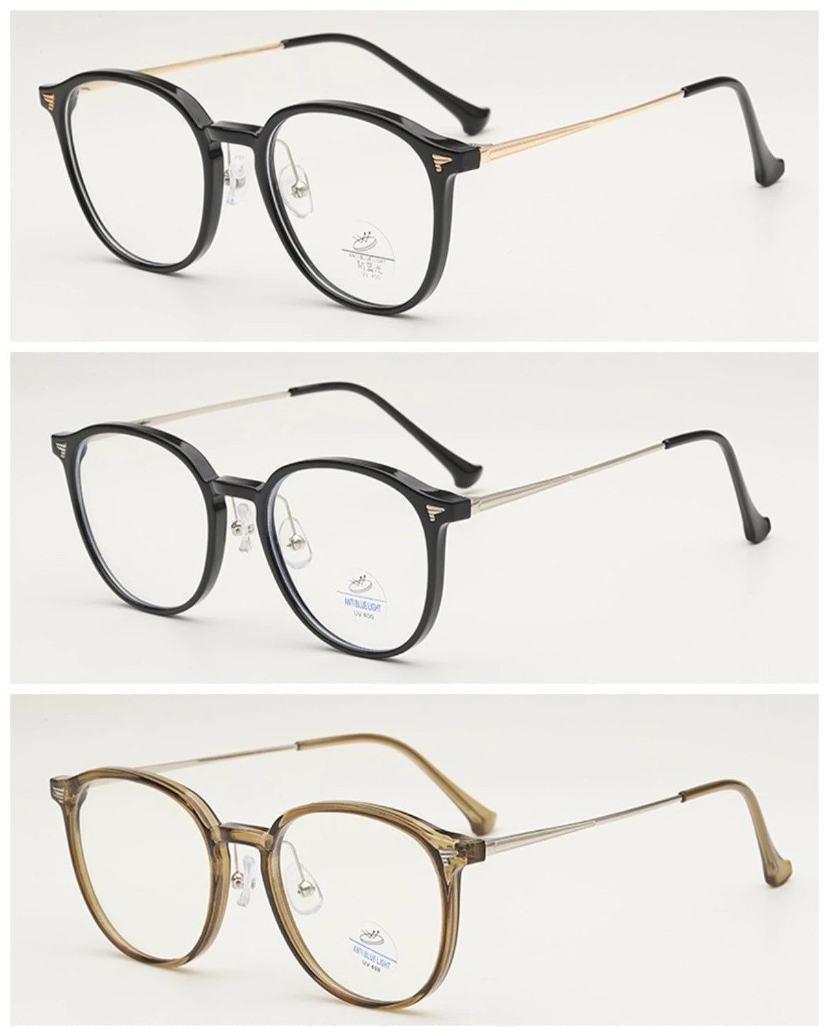 3pcs Women's Fashion Frame Ultra Light Oval Anti Blue Light Glasses Suitable for Daily Office Wear