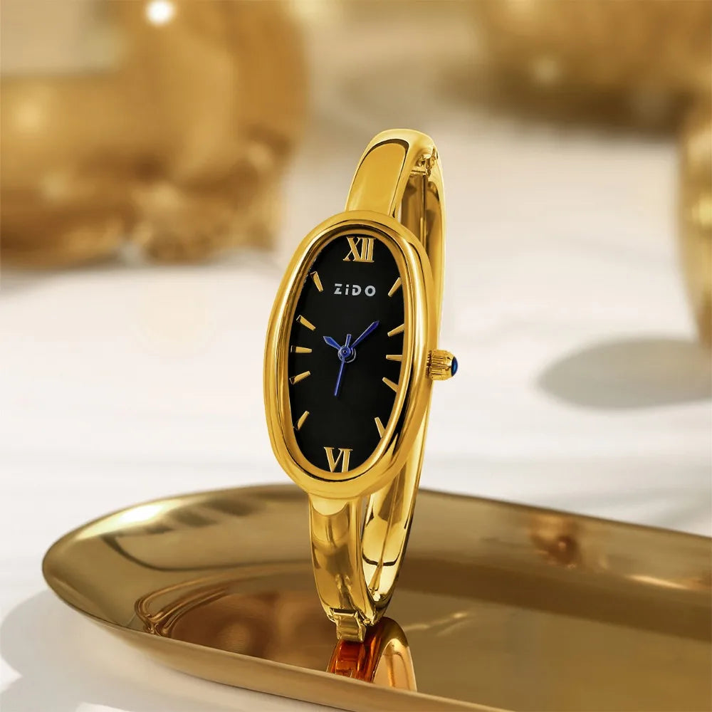Fashion Oval Roman Dial Watch Women Simple Gold Quartz Watches Luxury Brand Bracelet Wristwatches Relojes Para Mujer Gifts