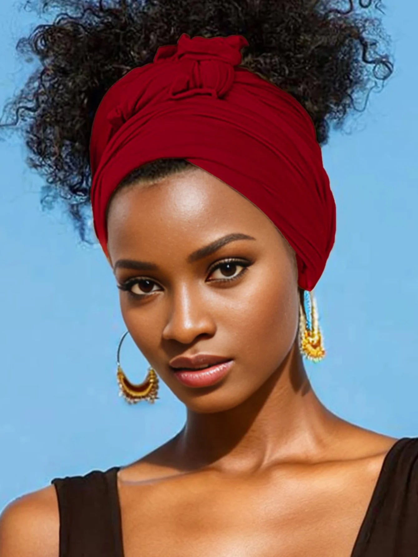Extr-Long stretch jersey turban african solid color super soft breathable headband