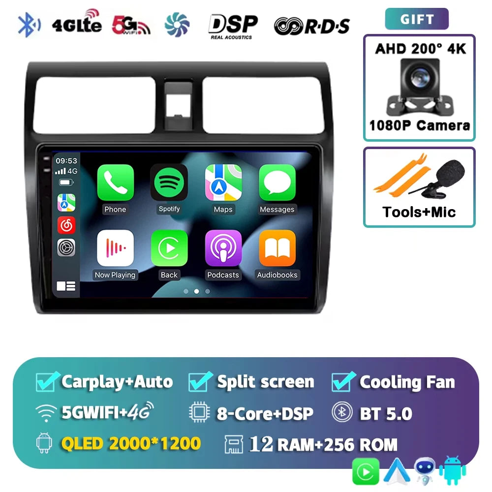 Android 15 2K 12+256GB  For Suzuki Swift 2003 - 2010 Car Radio Multimedia Video Player wireless Carplay Android Auto GPS stereo