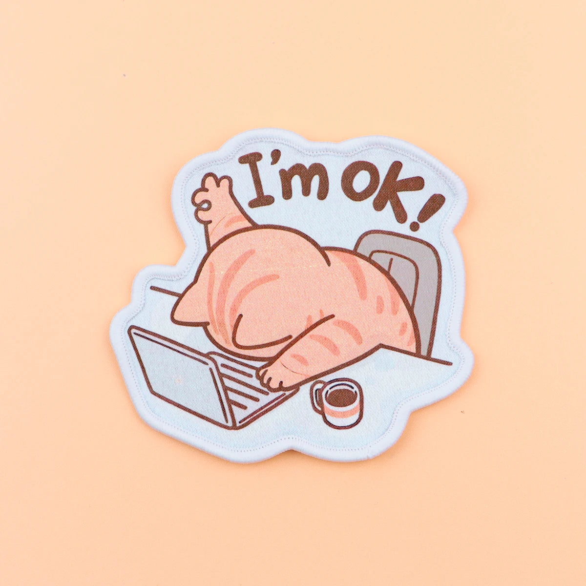 I'M OK Iron On Patch Clothes Patch For Clothing Cute Office Cat Embroidered Patch Garment Apparel Accessories Sewing Stickers