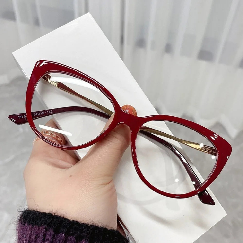 Aesthetic Glasses Replaceable Lens Eyeglasses Cat Eye Metal Frame Retro Eyeglasses