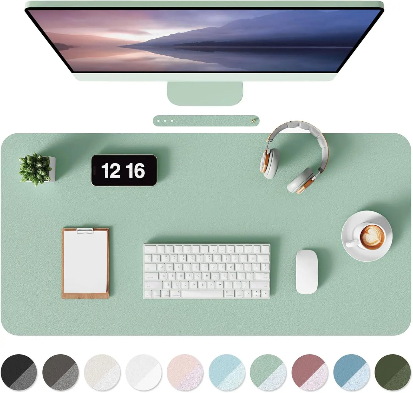 Non-Slip Desk Mat, Waterproof Desk Pad Table Protector, Large Mouse Pad Leather Writing Mat with Suede for Office /Home/Decor