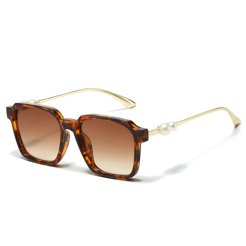 JNPCXI New Luxury Square Pearl Decorated Women's Sunglasses Fashionable UV400 Casual Sun Glasses