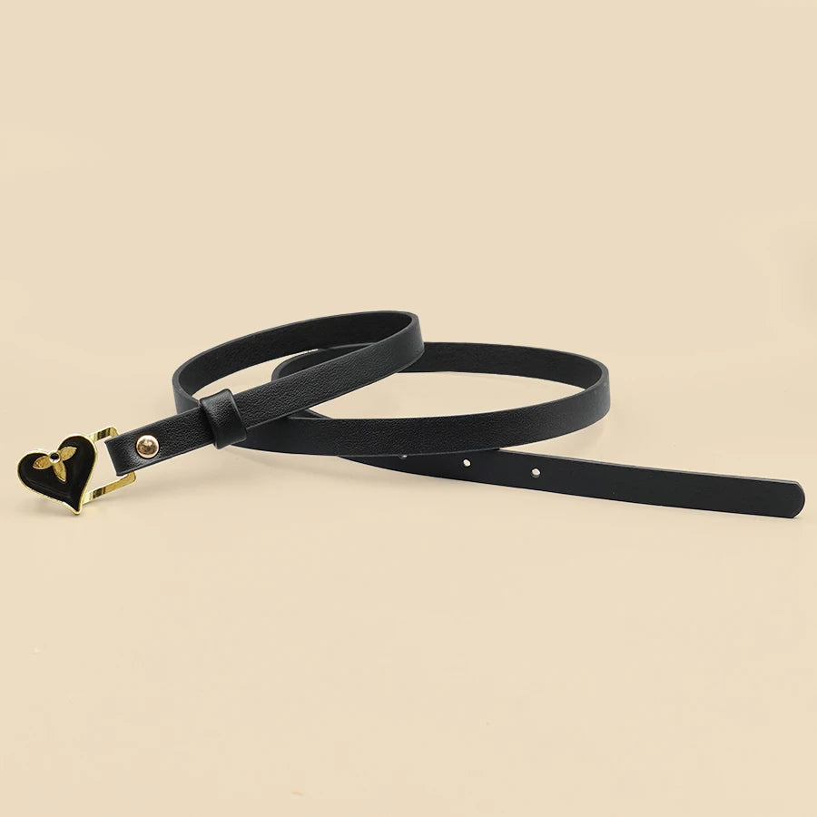 Black Heart-Shaped Fashionable Women's Slim Waist Belt, Y2K Style Personalized Simple Waist Belt, Girls' Skirt Dress Accessories