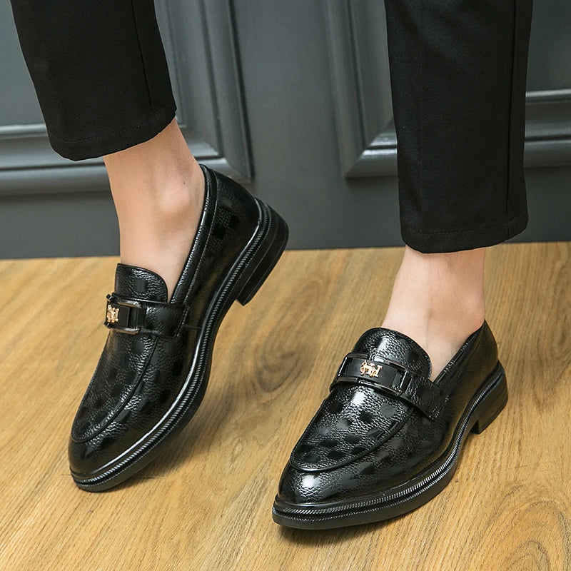 Classic Men's Dress Shoes Formal Brogues Leather Shoes Men High Quality Casual Business Wedding Shoes Men Slip On Office Loafers