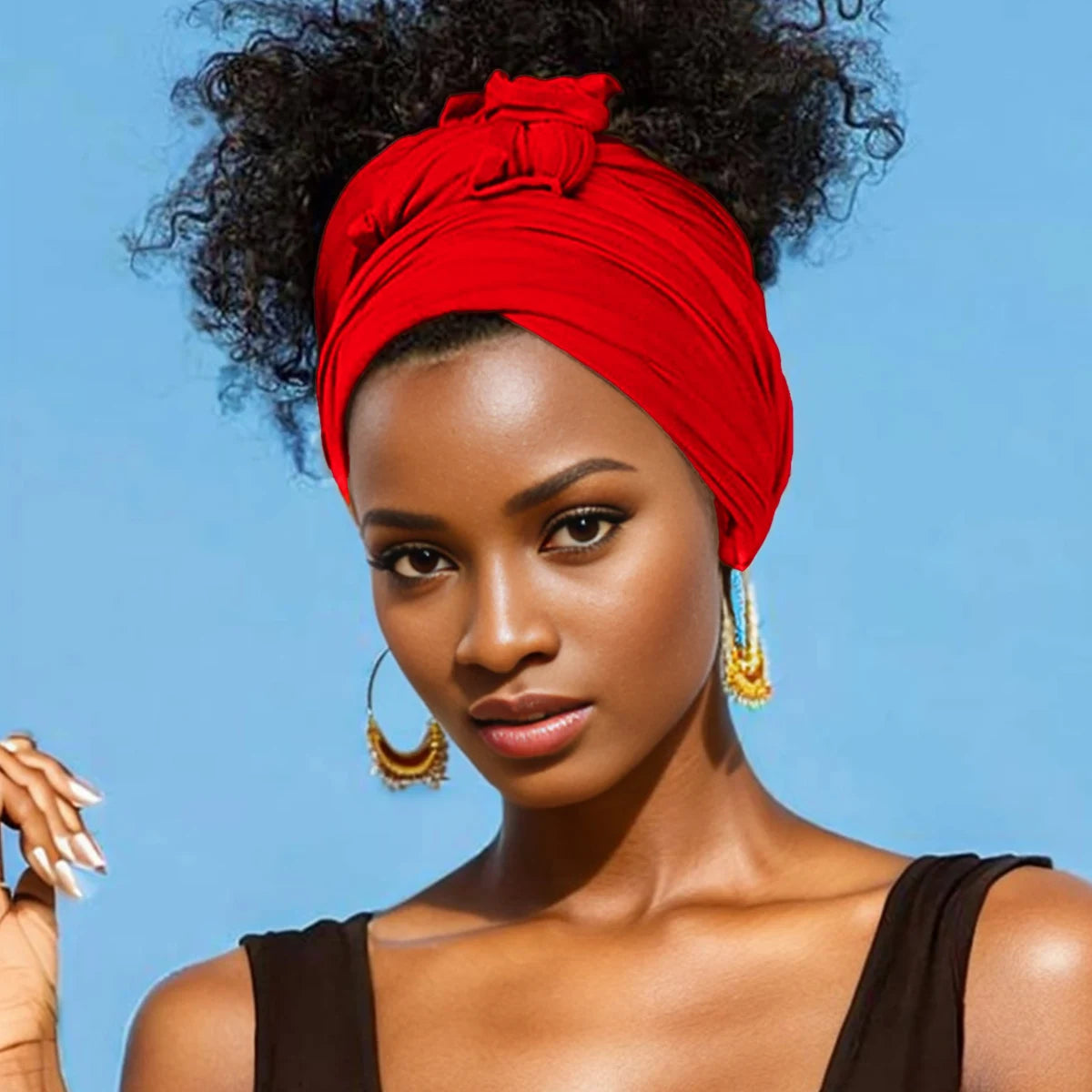 ExtraLong stretch jersey turban african solid color super soft breathable headband