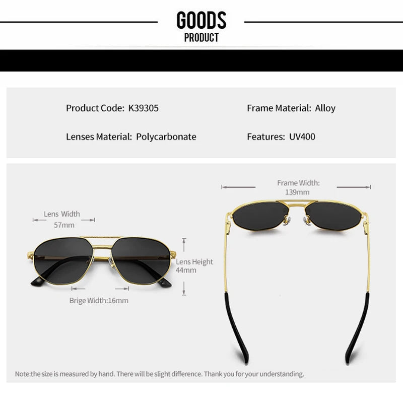 CATERSIDE 2023 New Retro Pilot Sunglasses Male Women Polygon High Quality Metal Sun Glasses Blue Double Bridge Eyewear UV400