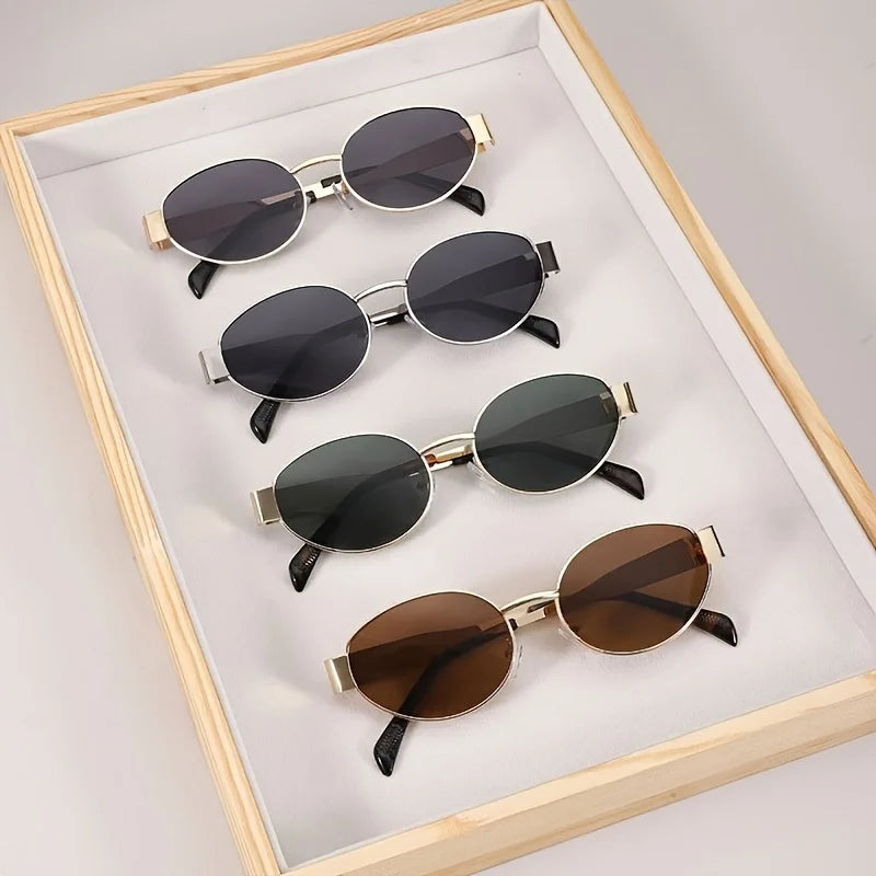 4-pack Small Round Frame Fashionable Men's and Women's Glasses with Metal Small Frame Suitable for Kayaking and Daily Leisure