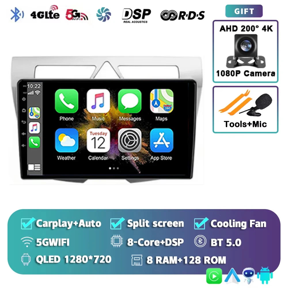 For Kia Morning Picanto 2007 - 2011 2K 12+256 QLED Android 15 CarPlay Car Radio Multimedia Video Player GPS stereo Head Unit