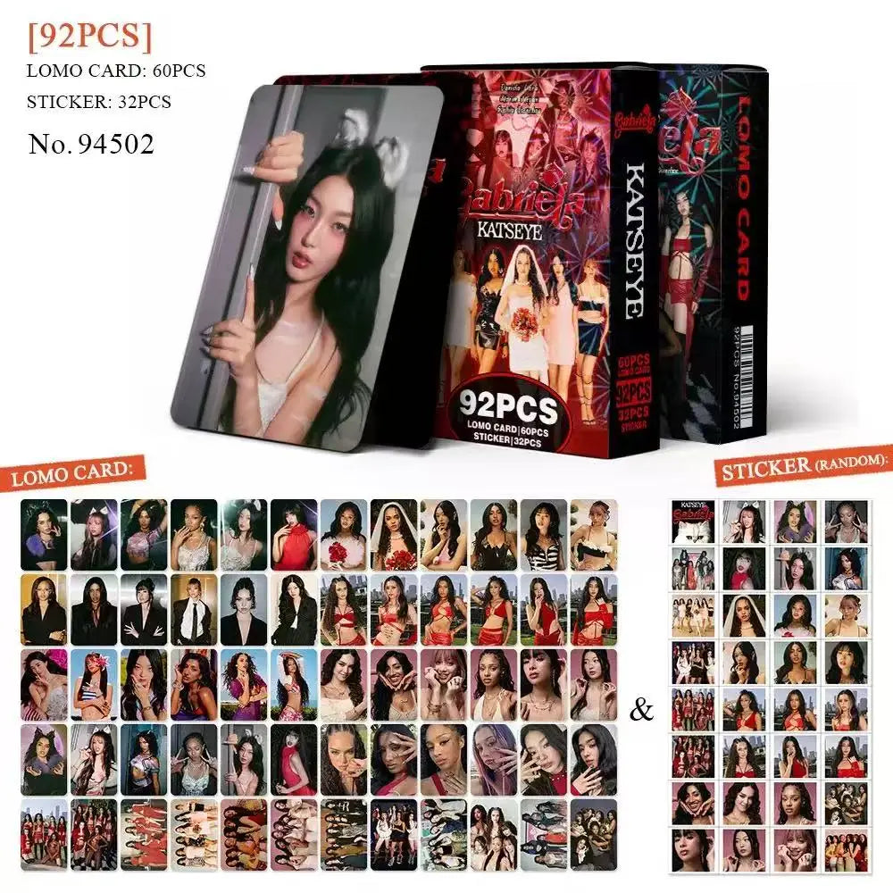 92Pcs Idol KATSEYE Album Gabriela Lomo Cards LARA DANIELA HD Printd Photocards Stickers MANON MEGAN YOONCHAE Fans Gift