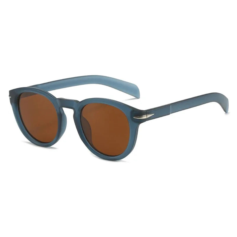 JNPCXI Retro Round Men Polarized Sunglasses Shades UV400 Fashion Brand Designer Matte Blue Women Rivets Sun Glasses
