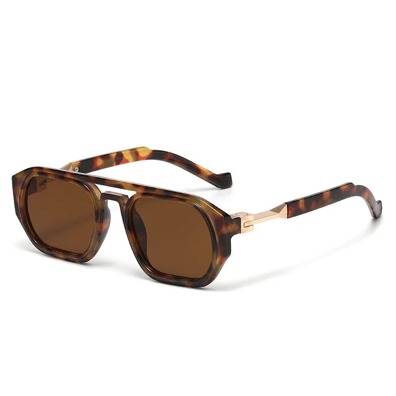 JNPCXI New Retro Polygon Square Double Bridges Women Sunglasses Shades Black Fashion Clear Gradient Lens Men Trending Frame