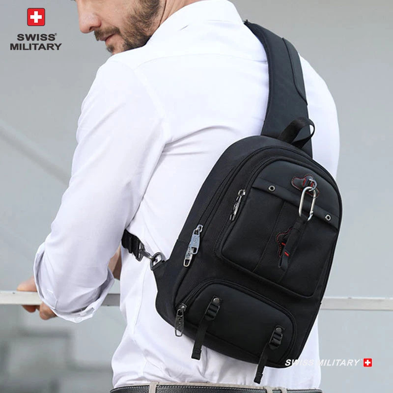 SWISS MILITARY Chest Bag Anti-Thief Men Crossbody Waterproof Travel Shoulder Bag