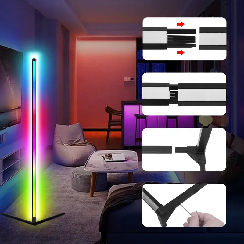 RGB LED smart modern floor lamp music sync 16 million DIY color change for rooms
