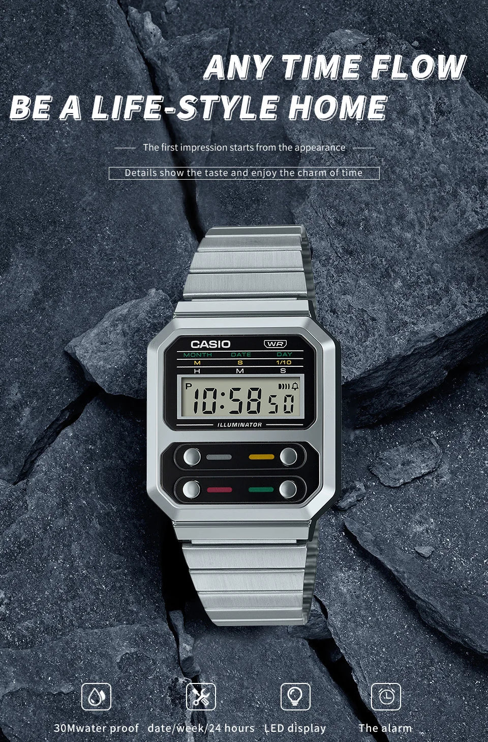 Casio A100WE-1A/7B Men's Watch luxury fashions, Calculator Model Personalized