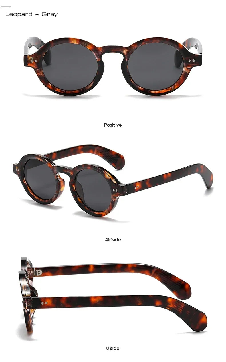 JNPCXI Retro Round Women Polarized Sunglasses Fashion Rivets Decoration Men Punk Shades UV400 Leopard Sun Glasses