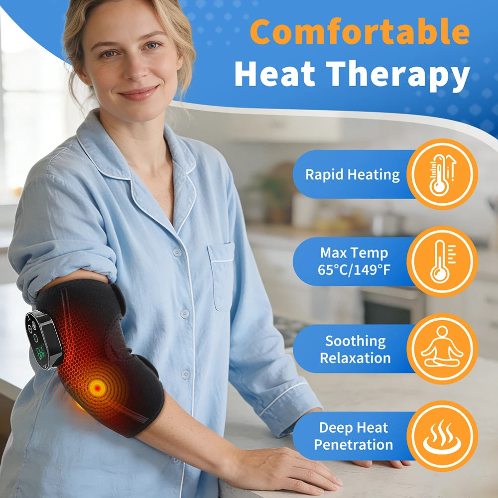 Electric Heating Elbow Support -Vibration Massager Hot Compress Relieves Elbow Fatigue Discomfort Arthritis Joint Pain Relief