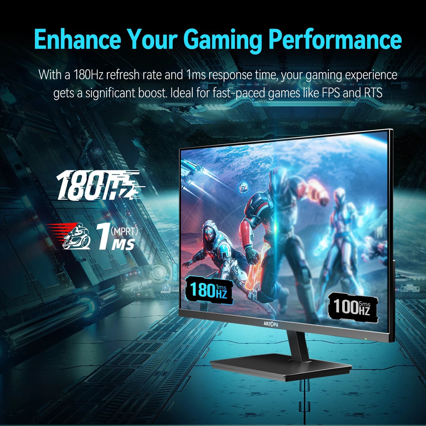 ARZOPA 27inch 180Hz 2K FastIPS QHD PC Monitor 1ms FreeSync Gaming monitor,M1RC